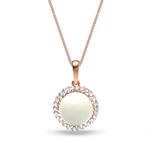 3 Prong Round Rose Gold Lustre Lab Grown Diamond Designer Pendant Necklaces