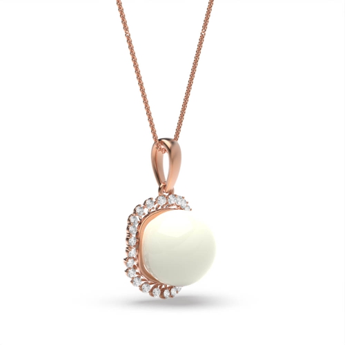 3 Prong Round Rose Gold Lustre Lab Grown Diamond Designer Pendant Necklaces