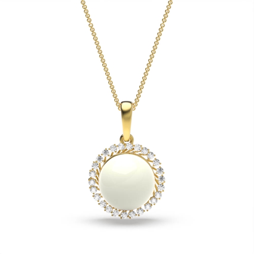 3 Prong Round Yellow Gold Lustre Lab Grown Diamond Designer Pendant Necklaces