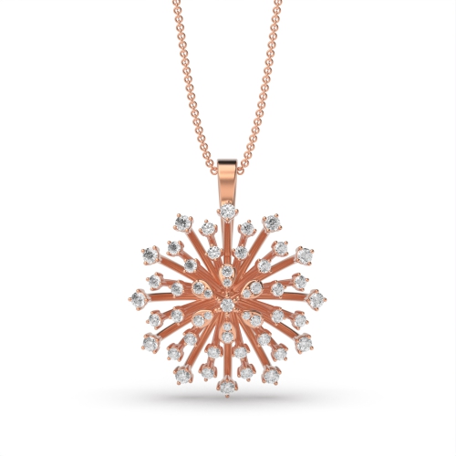 4 Prong Round Rose Gold Blooming flower Designer Pendant Necklaces