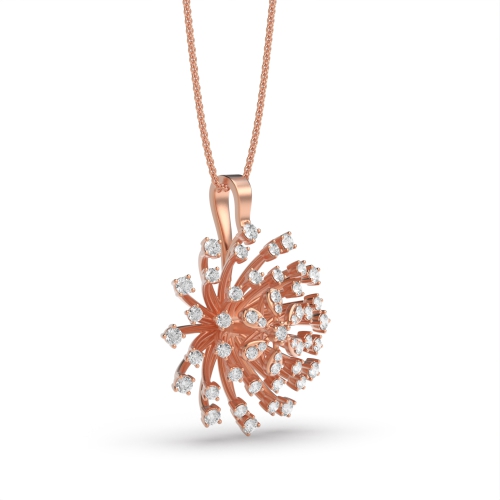 4 Prong Round Rose Gold Blooming flower Designer Pendant Necklaces