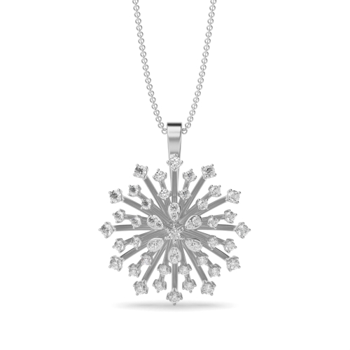4 Prong Round Platinum Blooming flower Designer Pendant Necklaces