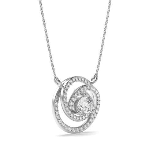1.5 carat  4 Prong Round Unique halo Designer Pendant Necklaces