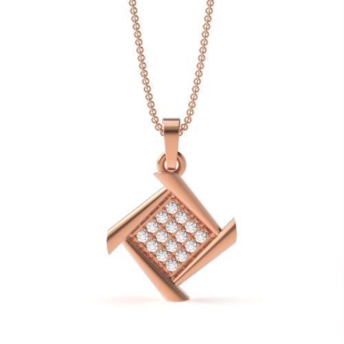 4 Prong Round Rose Gold Unique rubover Designer Pendant Necklaces