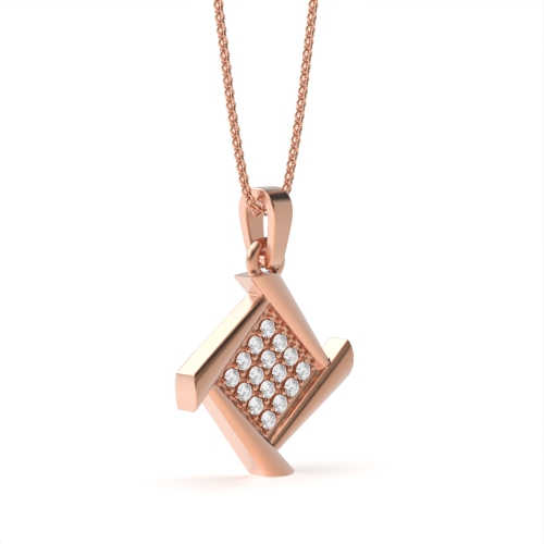 4 Prong Round Rose Gold Unique rubover Designer Pendant Necklaces