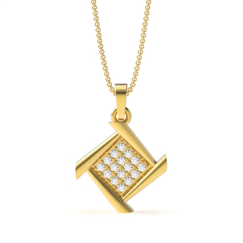 4 Prong Round Yellow Gold Unique rubover Designer Pendant Necklaces