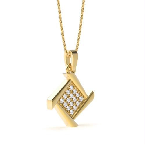 4 Prong Round Yellow Gold Unique rubover Designer Pendant Necklaces