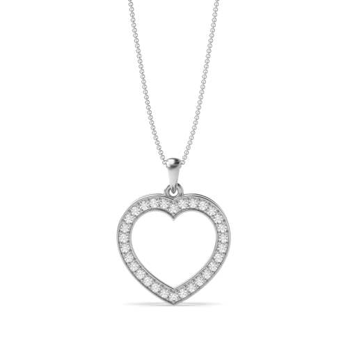 Pave Setting Round Dangling Heart Pendant Necklaces