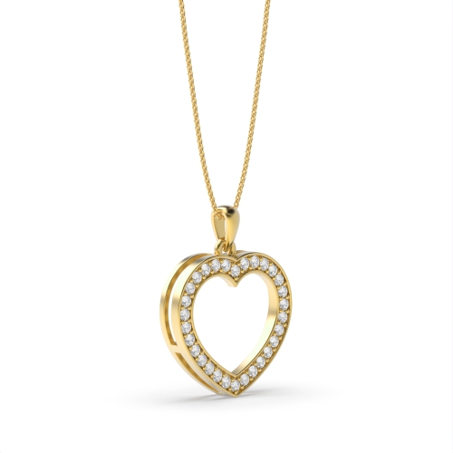Round Yellow Gold Heart Pendant Necklace