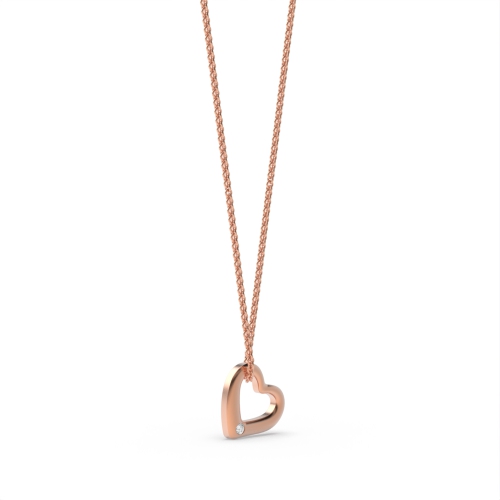 Flush Settings Round Diamond Minimal Single Diamond Heart Necklace  (6.00mm - 10.0mm)