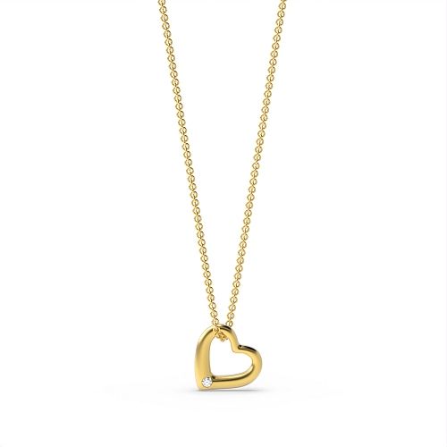 Channel Setting Round Yellow Gold Singularheart Pendant Necklaces