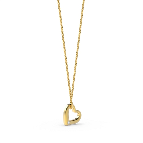Channel Setting Round Yellow Gold Singularheart Pendant Necklaces