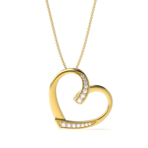 Pave Setting Round Yellow Gold 18x18mm Pendant Necklaces