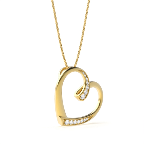 Pave Setting Round Yellow Gold 18x18mm Pendant Necklaces