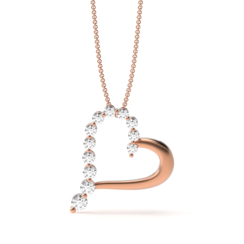 4 Prong Round Rose Gold Heart Pendant Necklaces