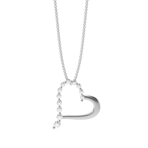 2 Prongs Round Diamond Exclusive Style Diamond Heart Necklace  (19.50mm X 18.80mm)