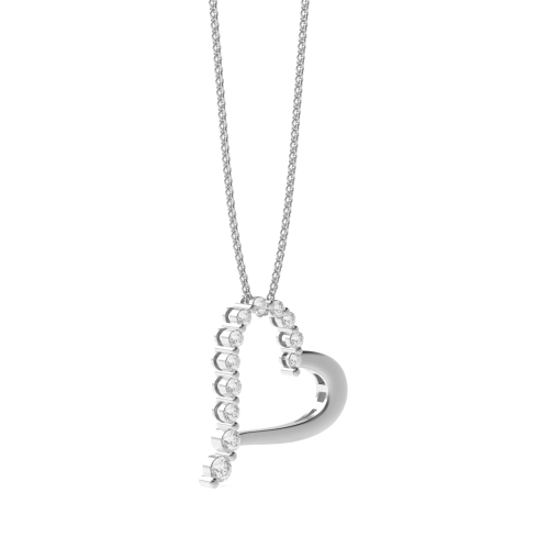 4 Prong Round Exclusive Naturally Mined Diamond Heart Pendant Necklace