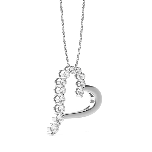 4 Prong Round Silver Heart Pendant Necklace