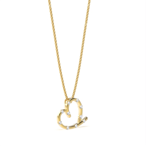 Channel Setting Round Yellow Gold Glow Pendant Necklaces