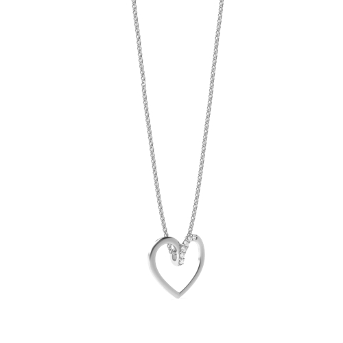 4 Prong Round Silver Heart Pendant Necklace