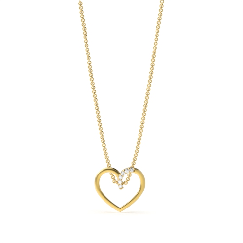 4 Prong Round Yellow Gold Decent Pendant Necklaces