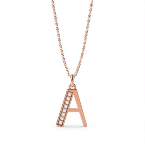 Pave Setting Round Rose Gold Art decoitial 'a' name Pendant Necklaces