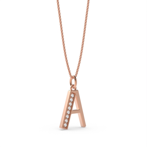 Pave Setting Round Rose Gold Art decoitial 'a' name Pendant Necklaces