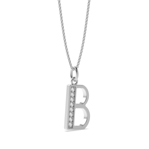 Pave Setting Round Art Decoitial 'B' Name Lab Grown Diamond Initial Pendant Necklace