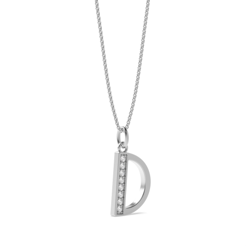 Pave Setting Round White Gold Art Decoitial 'D' Name Initial Pendant Necklace