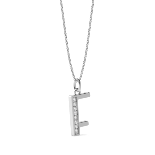 Pave Setting Round Art Decoitial 'F' Name Lab Grown Diamond Initial Pendant Necklace