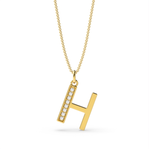 Art Deco Initial 'H' Name Diamond Pendant Necklace (18Mm X 7.5Mm)
