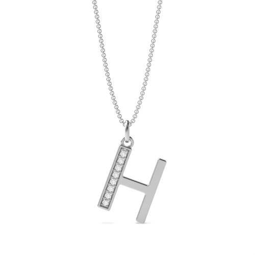 Pave Setting Round Platinum Art deco letter h Pendant Necklaces
