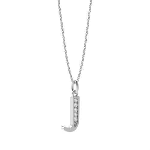 Art Deco Initial 'J' Name Moissanite Pendant Necklace (17mm X 6mm)