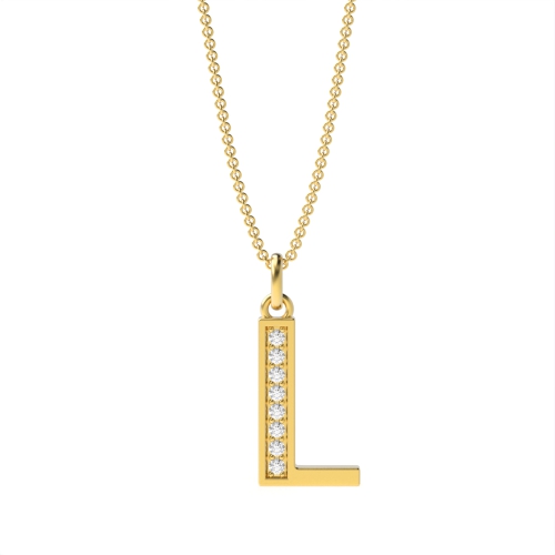 Art Deco Initial 'L' Name Diamond Pendant Necklace (18Mm X 7Mm)