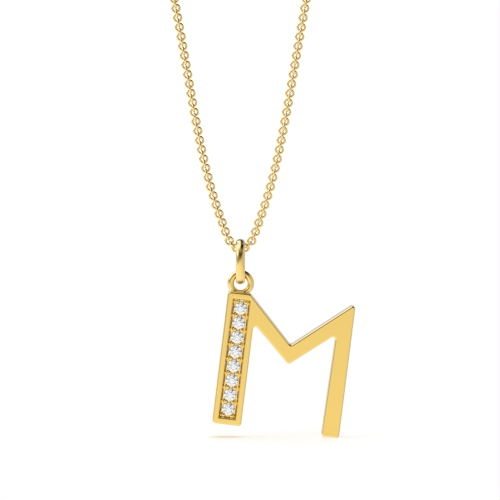 Art Deco Initial 'M' Name Diamond Pendant Necklace (18Mm X 11Mm)