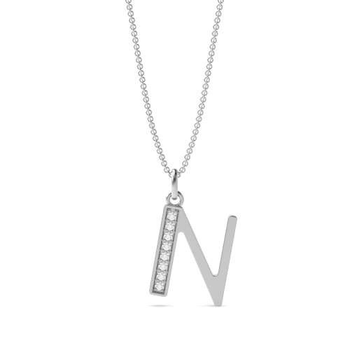 Pave Setting Round Art deco letter n Lab Grown Diamond Pendant Necklaces
