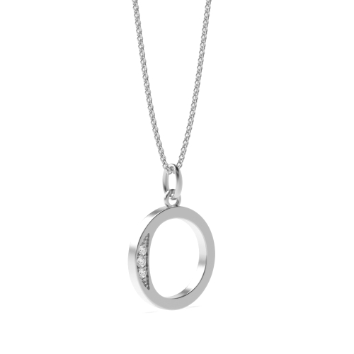 Pave Setting Round Art deco letter o Lab Grown Diamond Pendant Necklaces