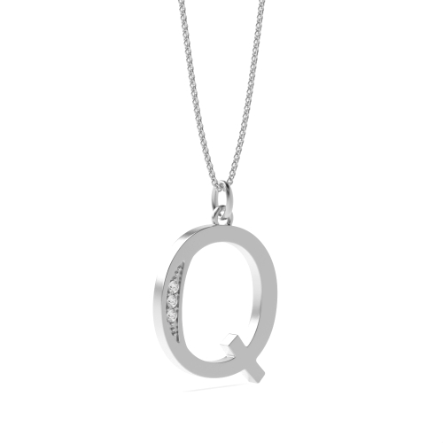 Pave Setting Round Art Decoitial 'Q' Name Lab Grown Diamond Initial Pendant Necklace