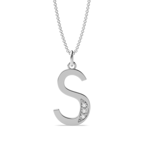 Art Deco Initial 'S' Name Diamond Pendant Necklace (18mm X 7.6mm)