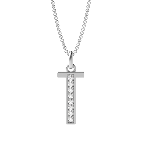 Art Deco Initial 'T' Name Diamond Pendant Necklace (18Mm X 7Mm)