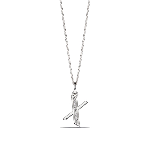 Pave Setting Round Art deco letter x Lab Grown Diamond Pendant Necklaces