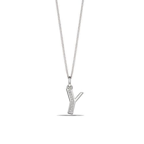 Art Deco Initial 'Y' Name Diamond Pendant Necklace (19Mm X 8Mm)