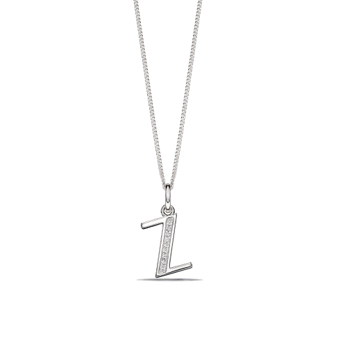 Art Deco Initial 'Z' Name Diamond Pendant Necklace (19Mm X 8Mm)