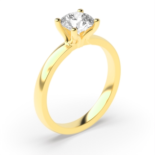 Round Cut Solitaire Diamond Engagement Rings Yellow / White Gold Prong Setting