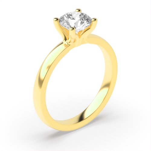 4 Prong Round Yellow Gold High open set Engagement Rings