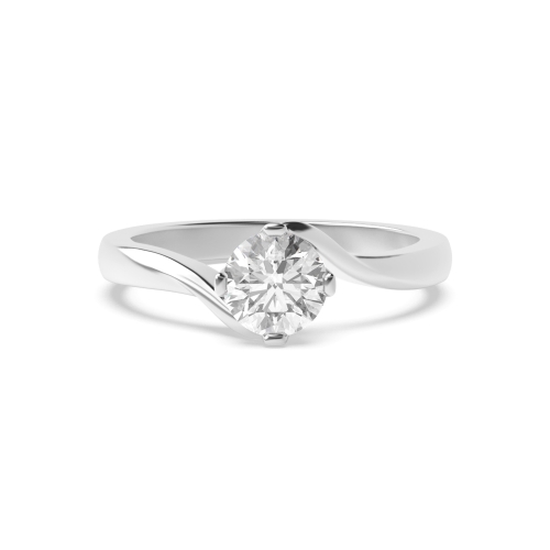 4 Prong Round Twist Shoulder Solitaire Engagement Ring
