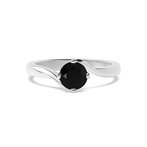4 Prong Round Twisted open set Black Diamond Solitaire Engagement Rings