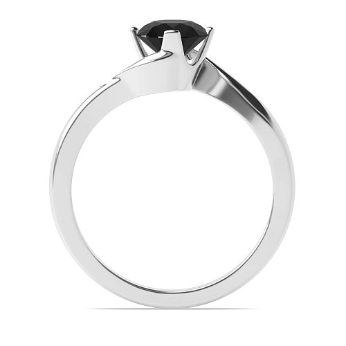 4 Prong Round Twisted open set Black Diamond Solitaire Engagement Rings