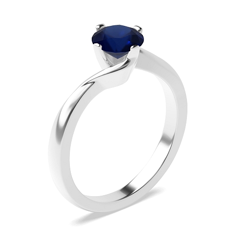 4 Prong Round Twisted open set Blue Sapphire Engagement Rings