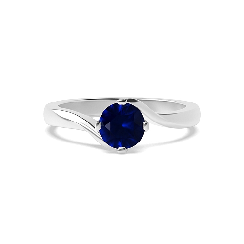4 Prong Round Twisted open set Blue Sapphire Engagement Rings